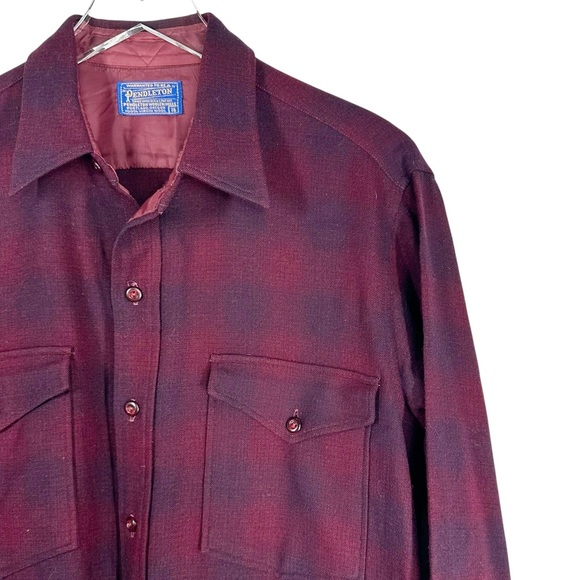 PENDLETON VINTAGE Men's Size 16 Virgin Wool Plaid Button Down Shirt - Picture 3 of 7